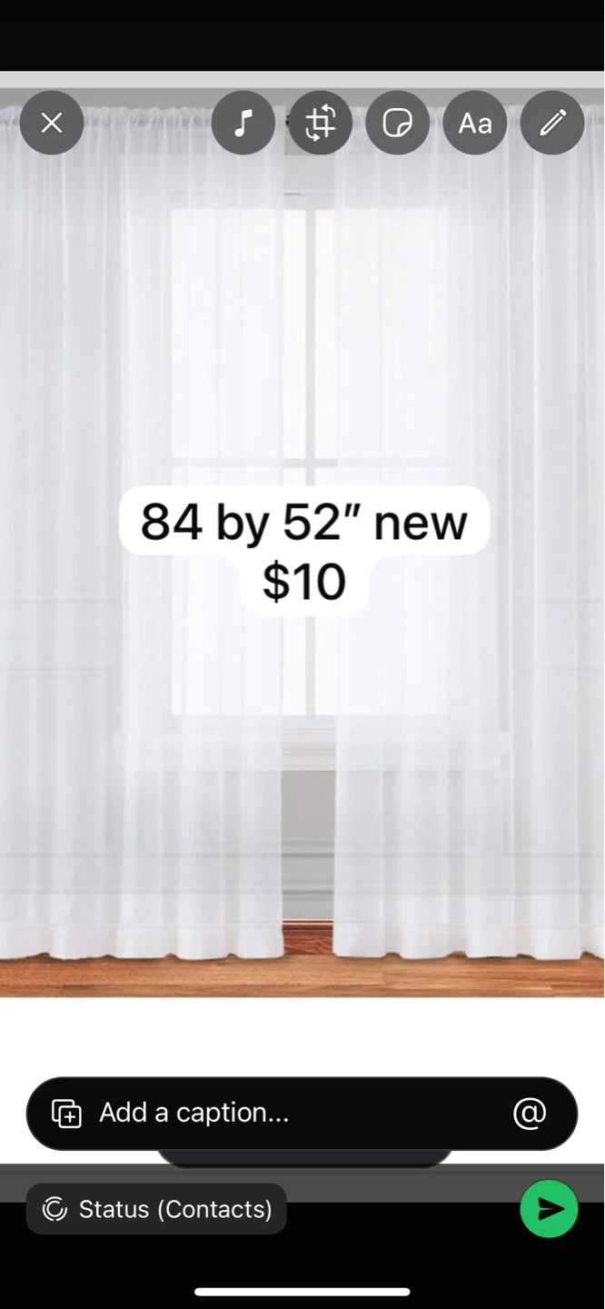 84" x 52" White Sheer Curtains (New)