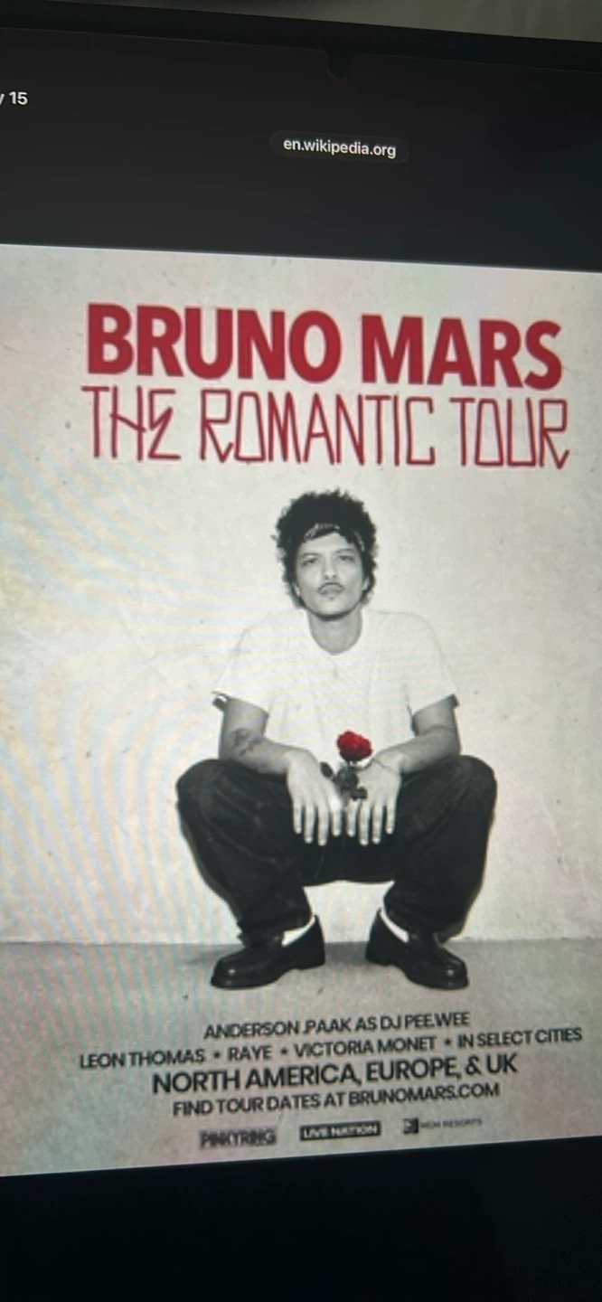 Bruno Mars - tickets for Saturday may 23