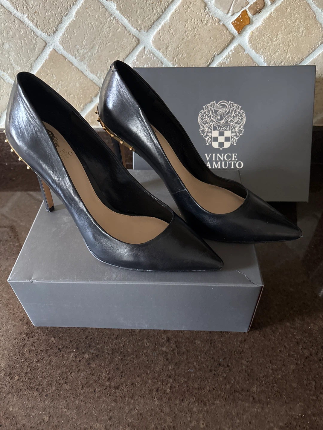 Vince Camuto Black Nappa VC-NALDA Heels - Size 9.5M