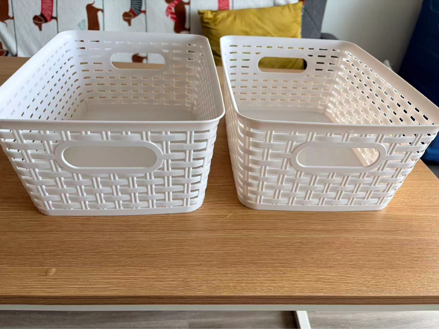 Set of 2 White Storage Baskets