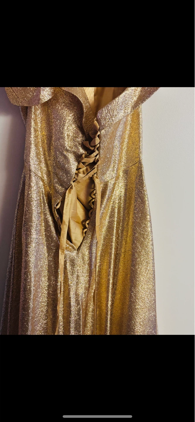 Gold Metallic Off-the-Shoulder Corset Back Dress - photo 2