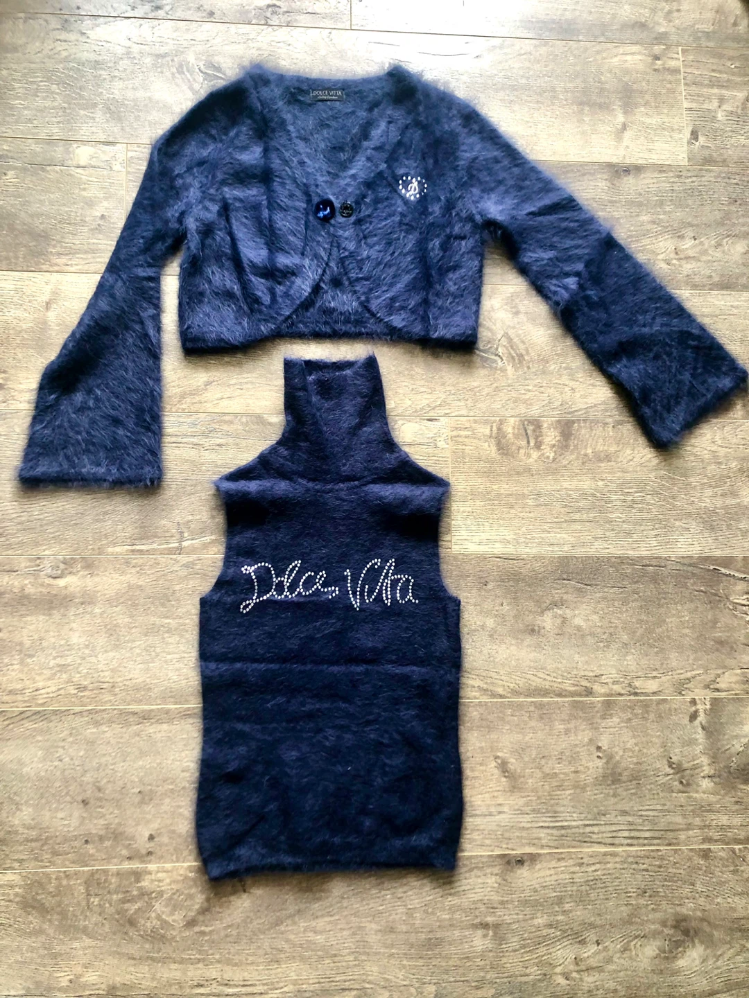 Dolce Vita Blue Knit Cardigan and Turtle Neck Set