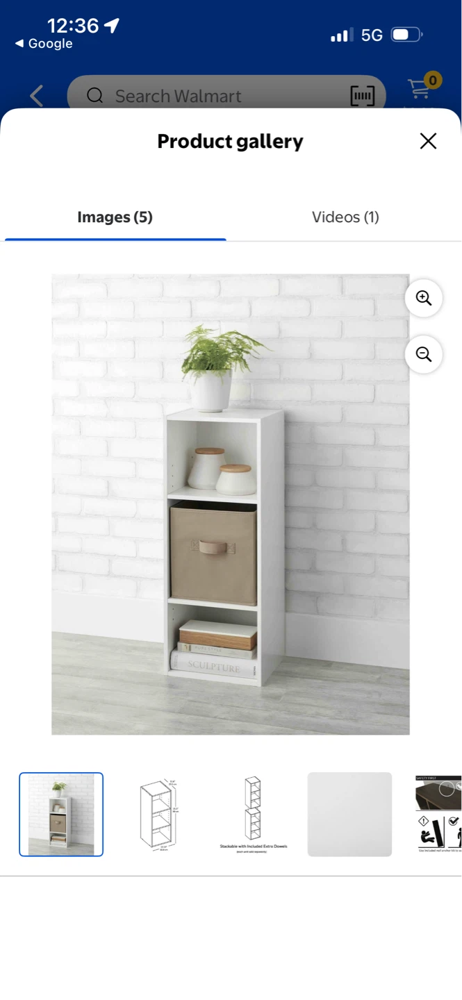 Mainstays Adjustable 3-Shelf Organizer Bookcase, White