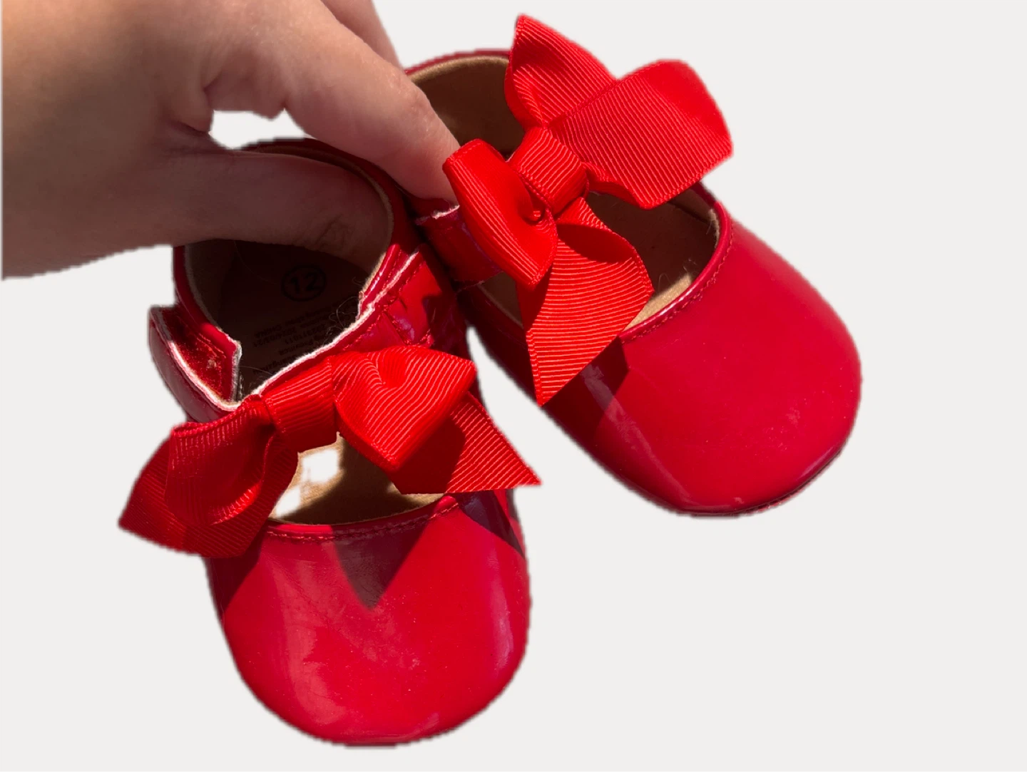 Red Patent Mary Jane Baby Shoes with Bows