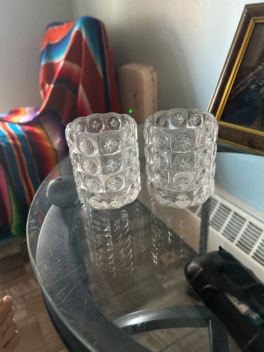 Set of 2 Clear Glass Votive Holders