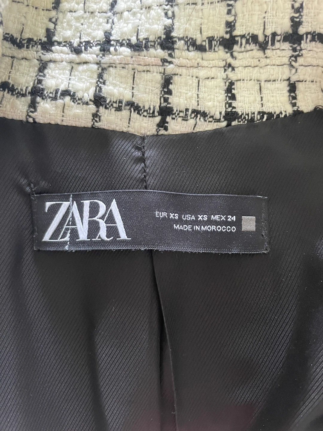 Zara Black & White Plaid Blazer - Size XS - photo 3