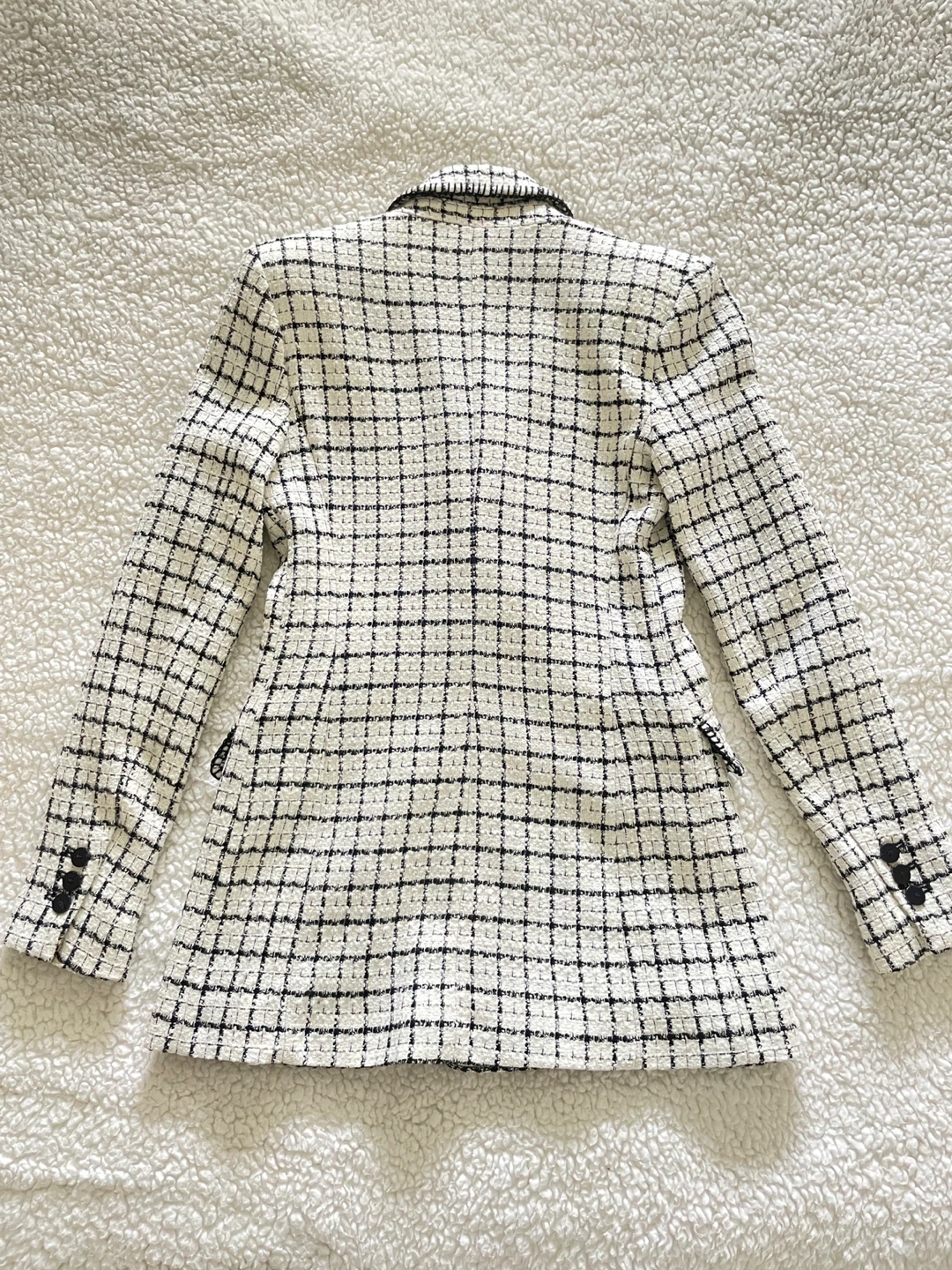 Zara Black & White Plaid Blazer - Size XS - photo 2