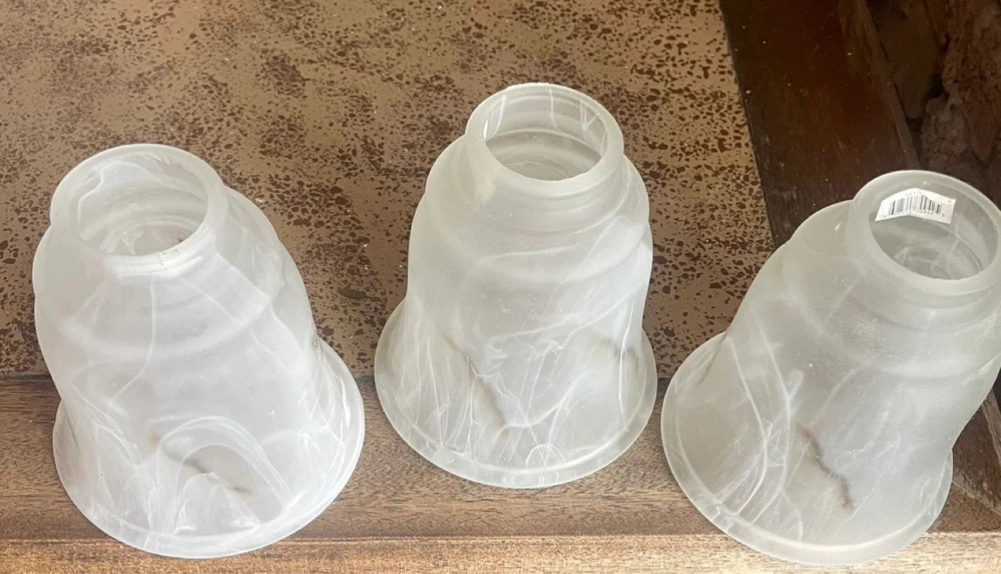 Set of 3 Frosted Swirl Glass Bell Lamp Shades