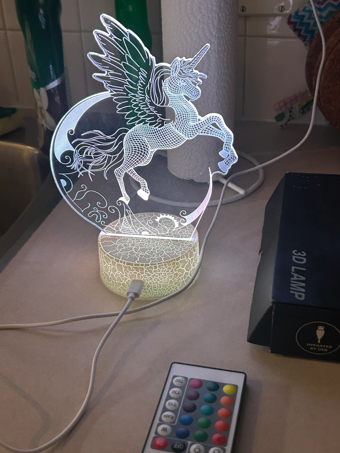 3D colour changing unicorn lamp