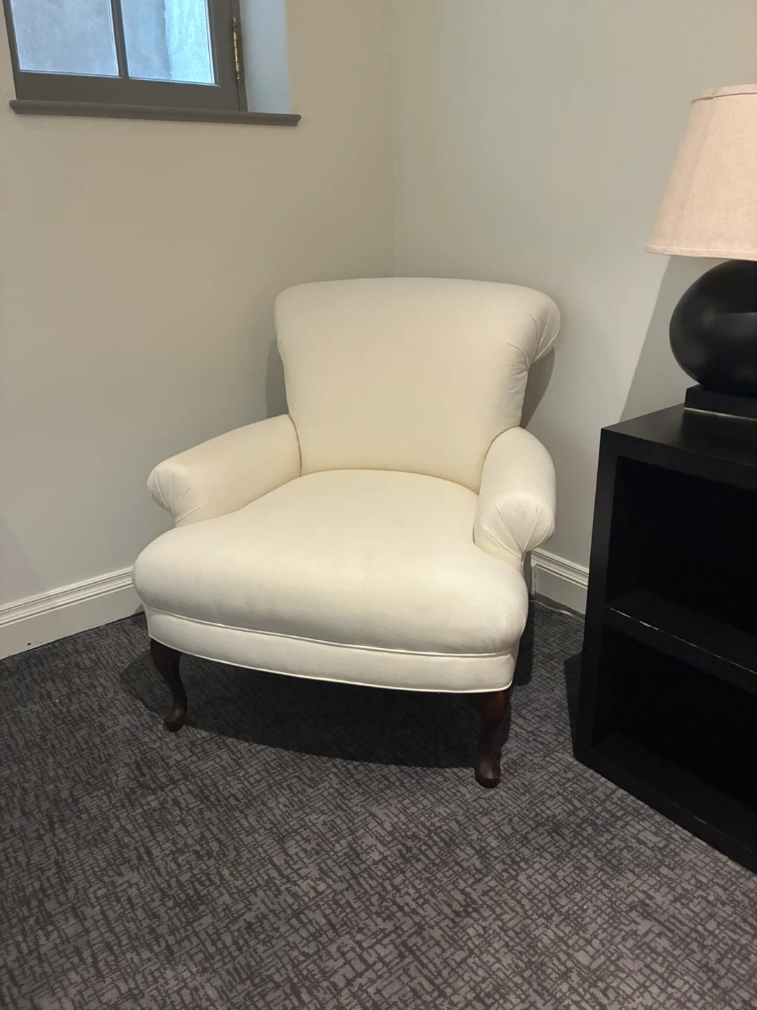 Cream Upholstered Armchair with Decorative Pillow - photo 2