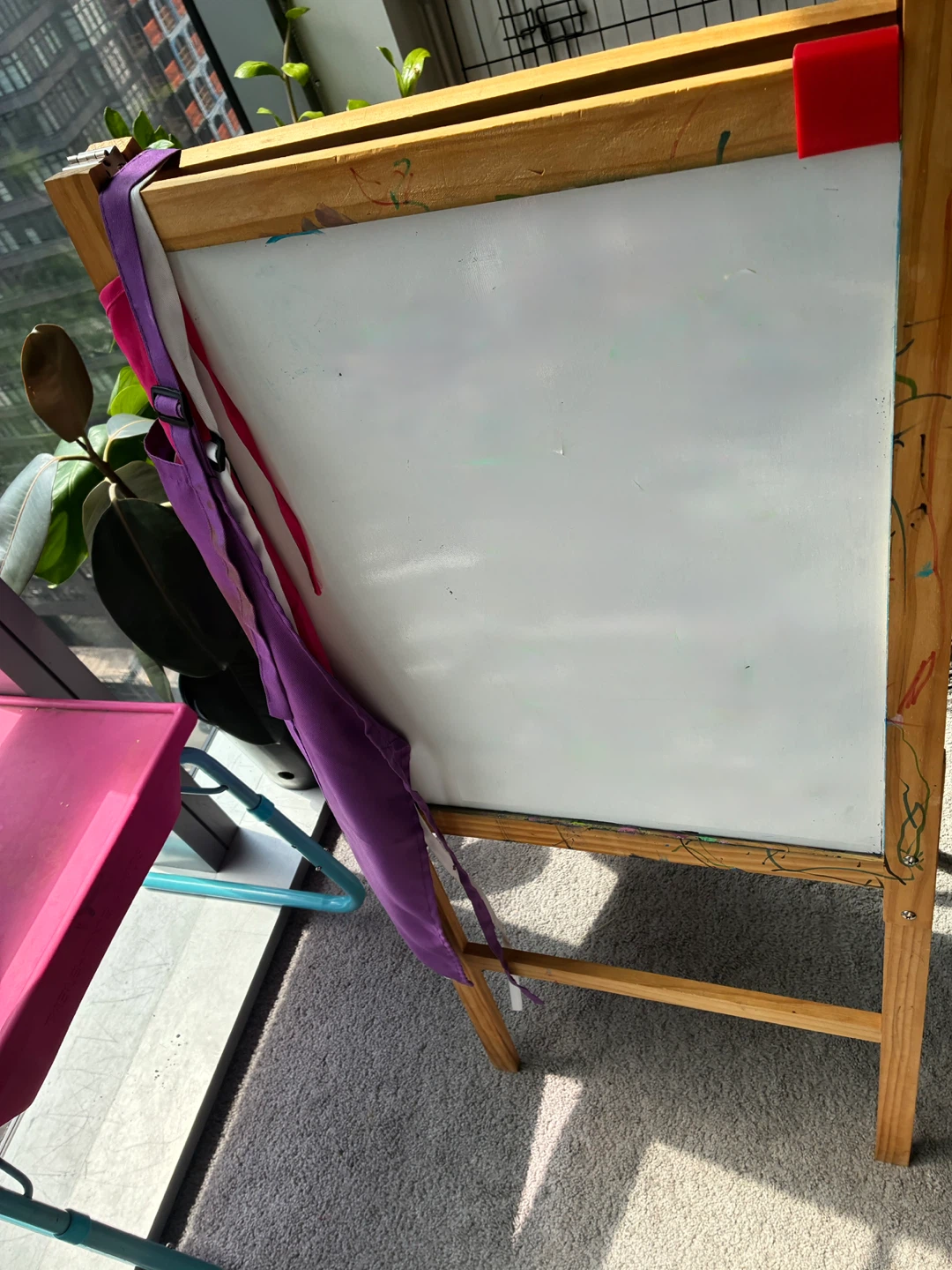 Wooden Double-Sided Easel for Kids chalkboard dry erase