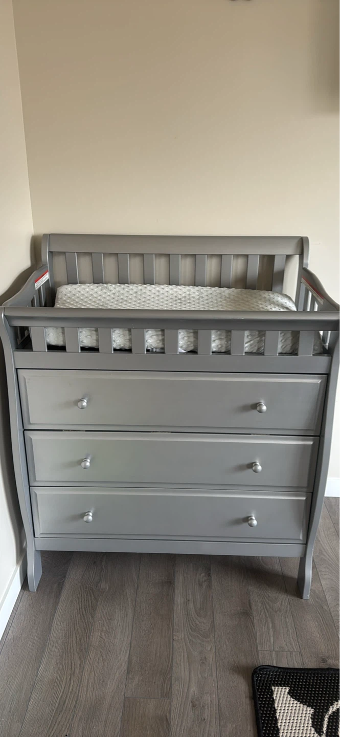 Grey 3-Drawer Changing Table Dresser