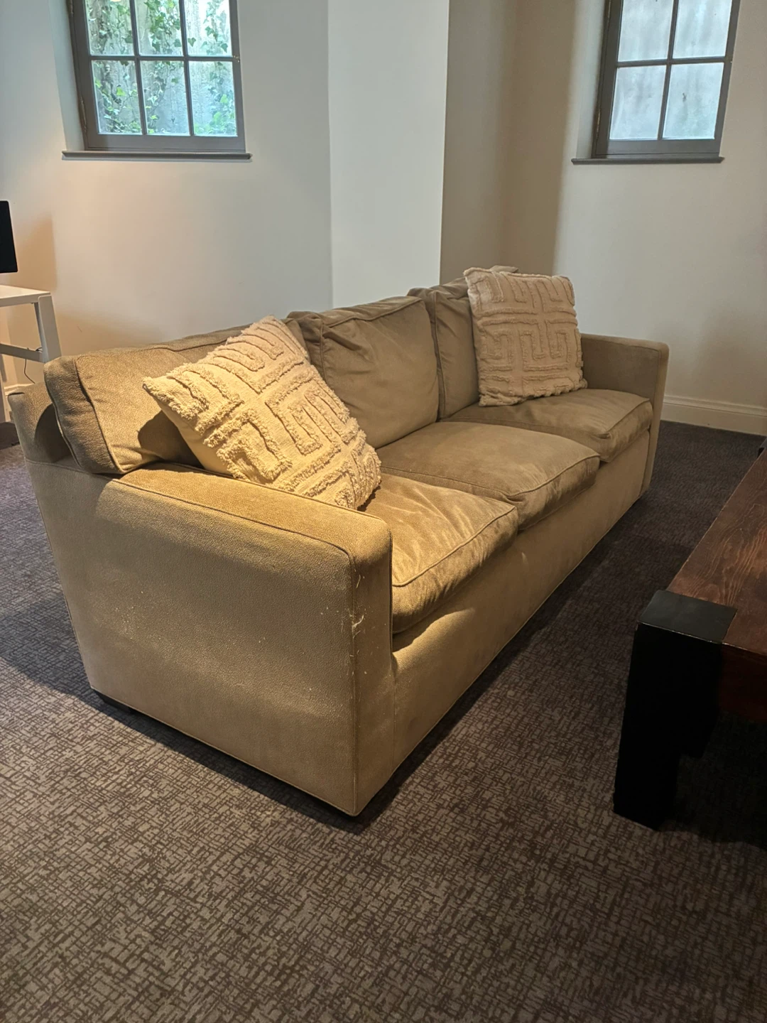 Light Beige Three-Seater Sofa