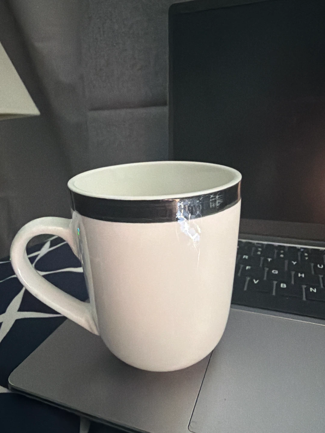 White Coffee Mug with Black Stripe