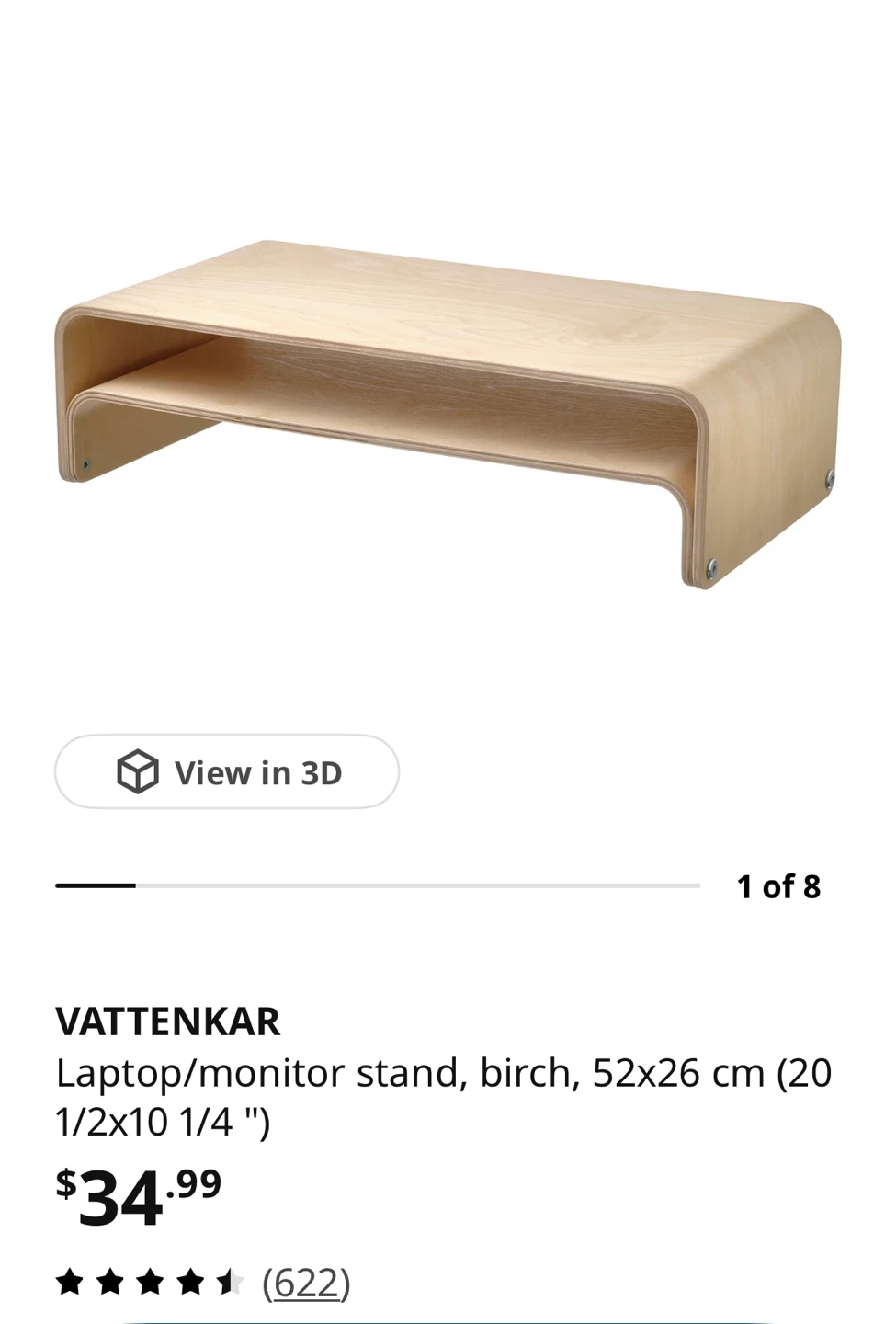 IKEA VATTENKAR Laptop/Monitor Stand - Birch