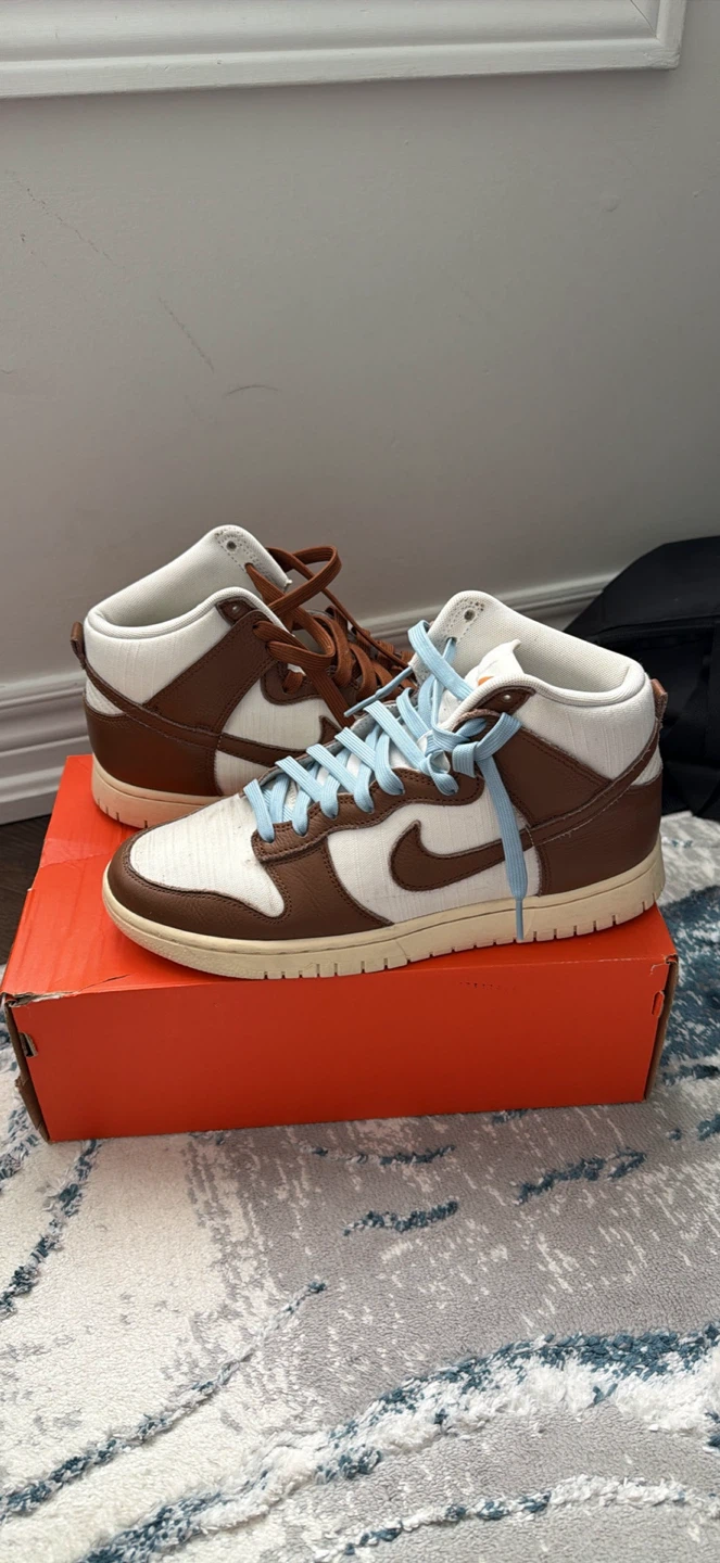 Nike Dunk Low High Top Sneakers Brown White - photo 2