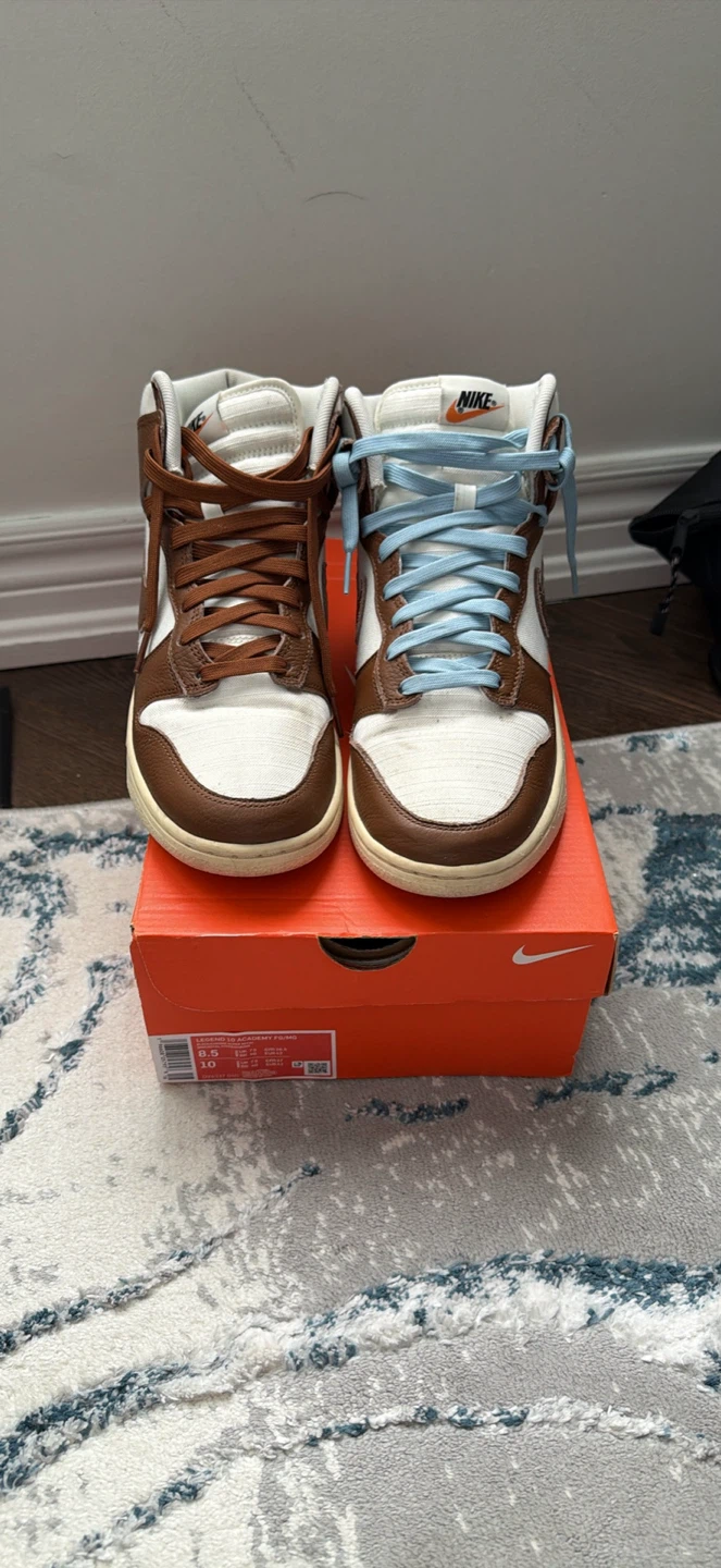 Nike Dunk Low High Top Sneakers Brown White - photo 4
