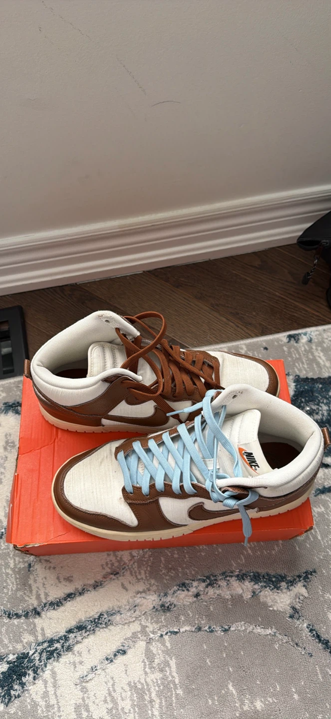 Nike Dunk Low High Top Sneakers Brown White - photo 3