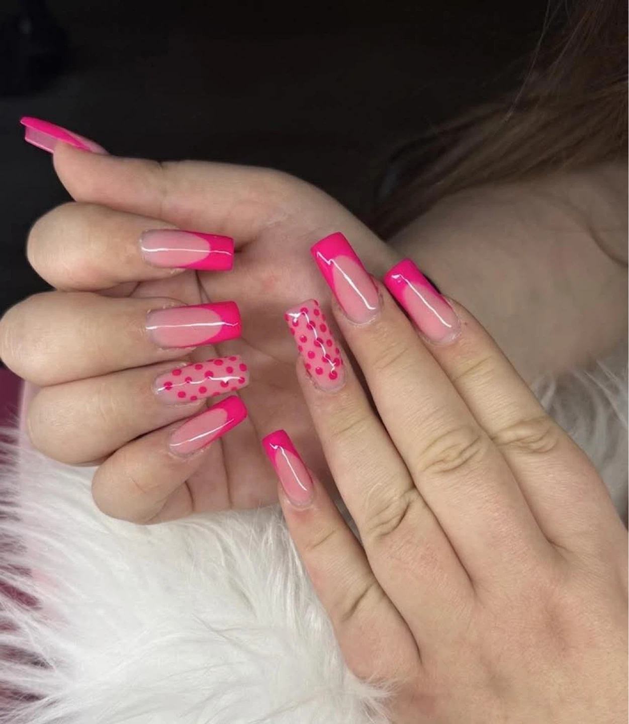 French Tip & Polka Dot nails