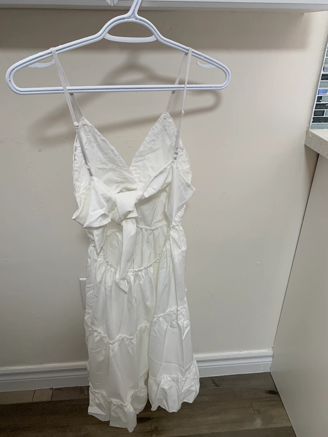 White Lace Trim Tiered Dress-Small - photo 2