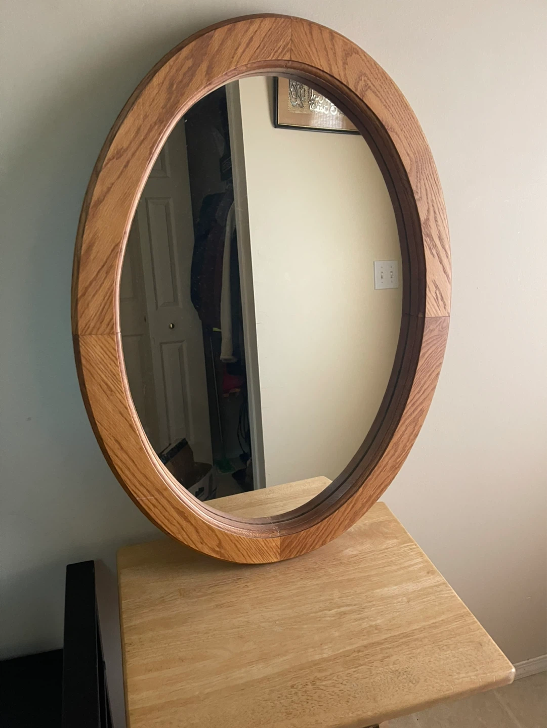 Oval Wood Framed Mirror - photo 2