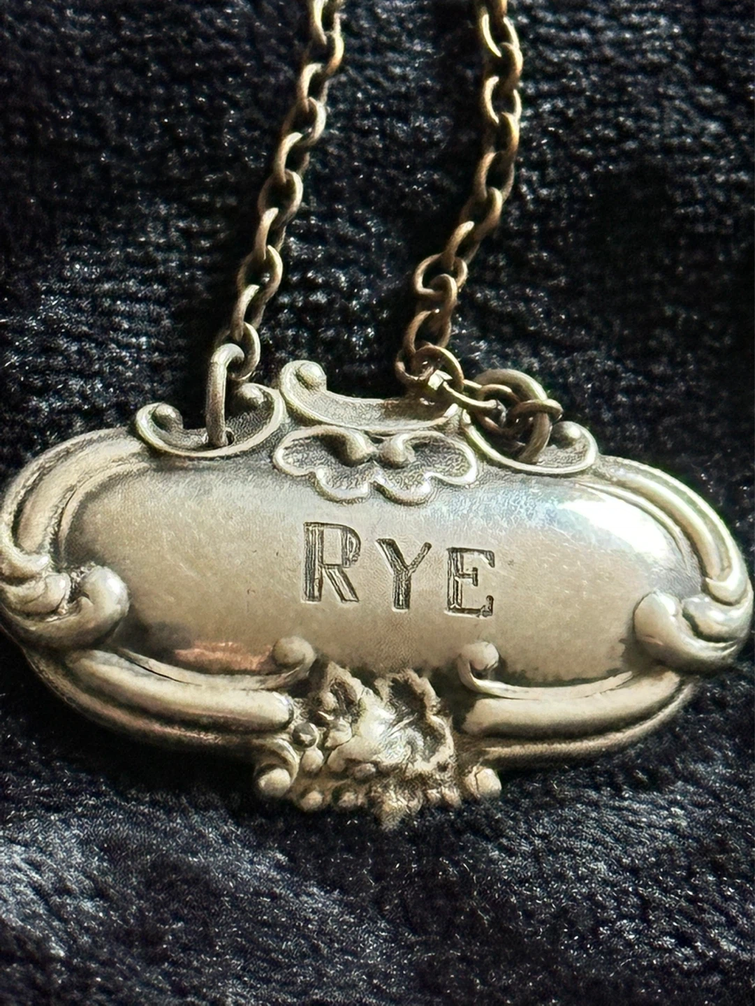 Antique Silver Plate Rye Bottle Tag - photo 2