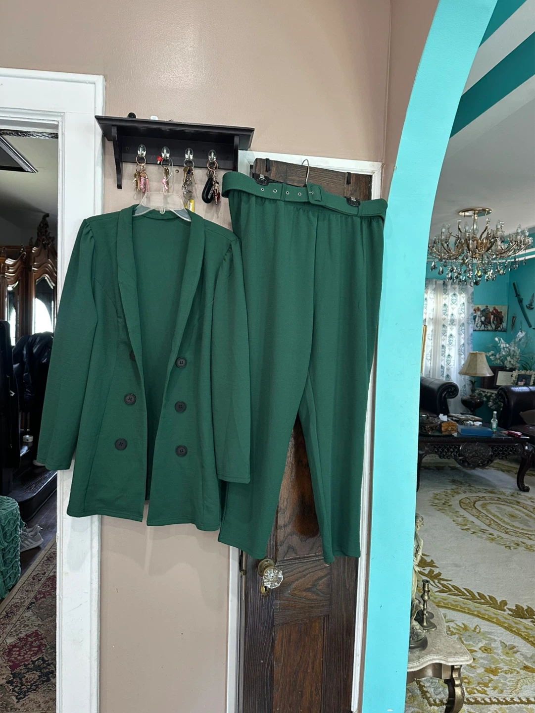 Women's Green Blazer and Pants Set