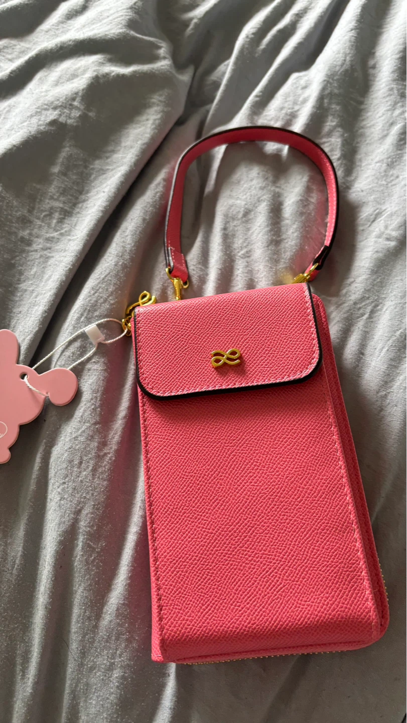 House of Little Bunny Pink Leather Phone Crossbody Bag