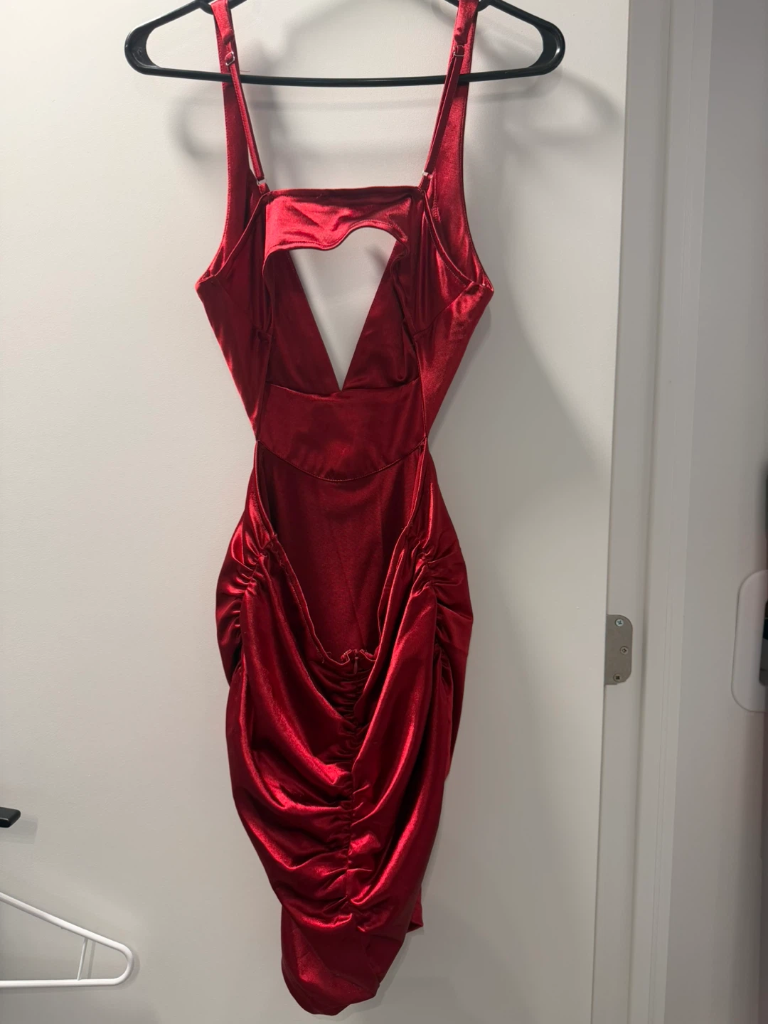Red Ruched Cocktail Dress size small - photo 2