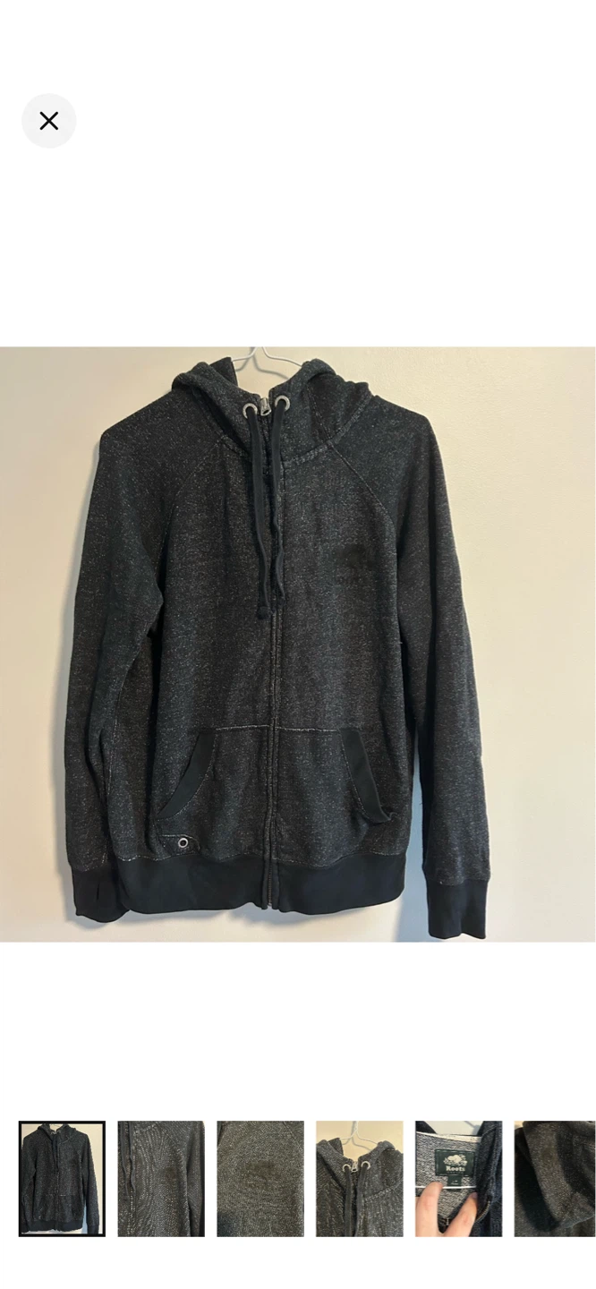 Roots Canada Full Zip Hoodie - Charcoal Grey - Size L