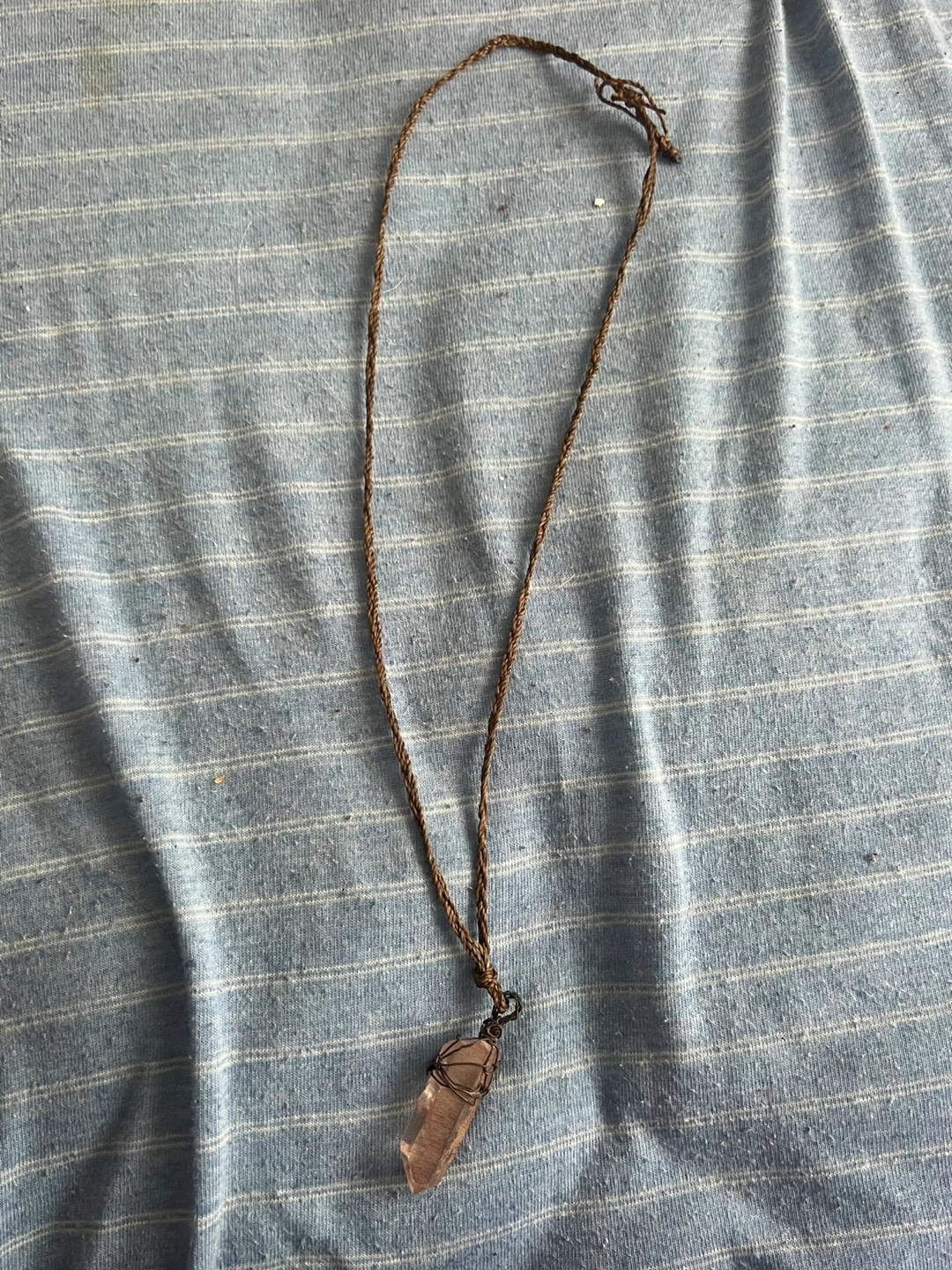 Wire-wrapped crystal pendant necklace