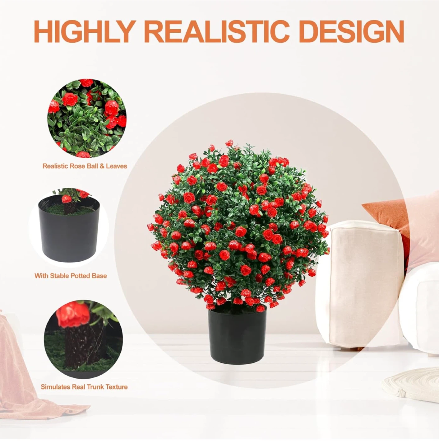 Artificial Rose Ball Topiary Tree - photo 4