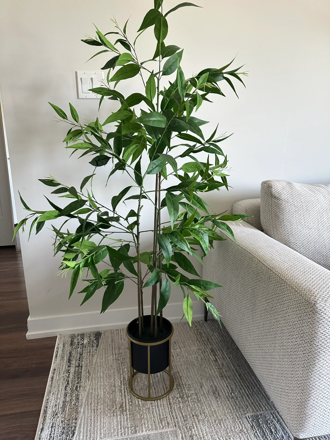 Artificial Plant in Black and Gold Pot