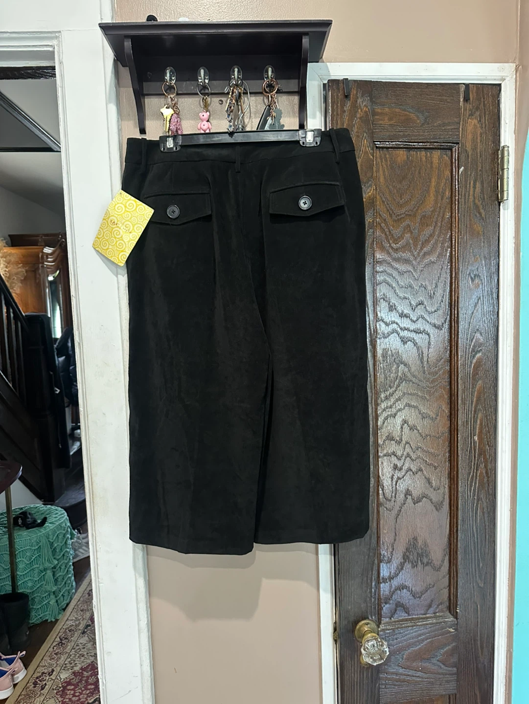 Nina Leonard Black Cropped Suede Culotte Pants - photo 5