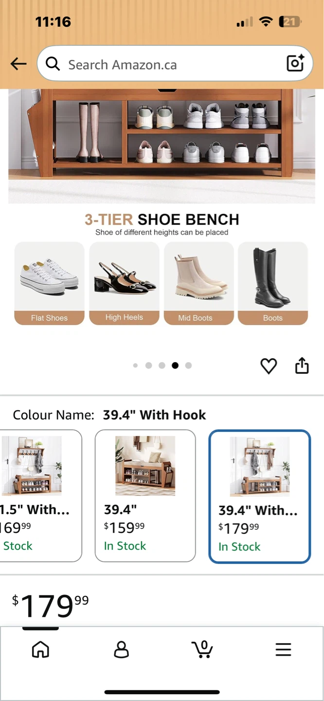 Wooden Shoe Bench with Storage and Hooks - photo 2