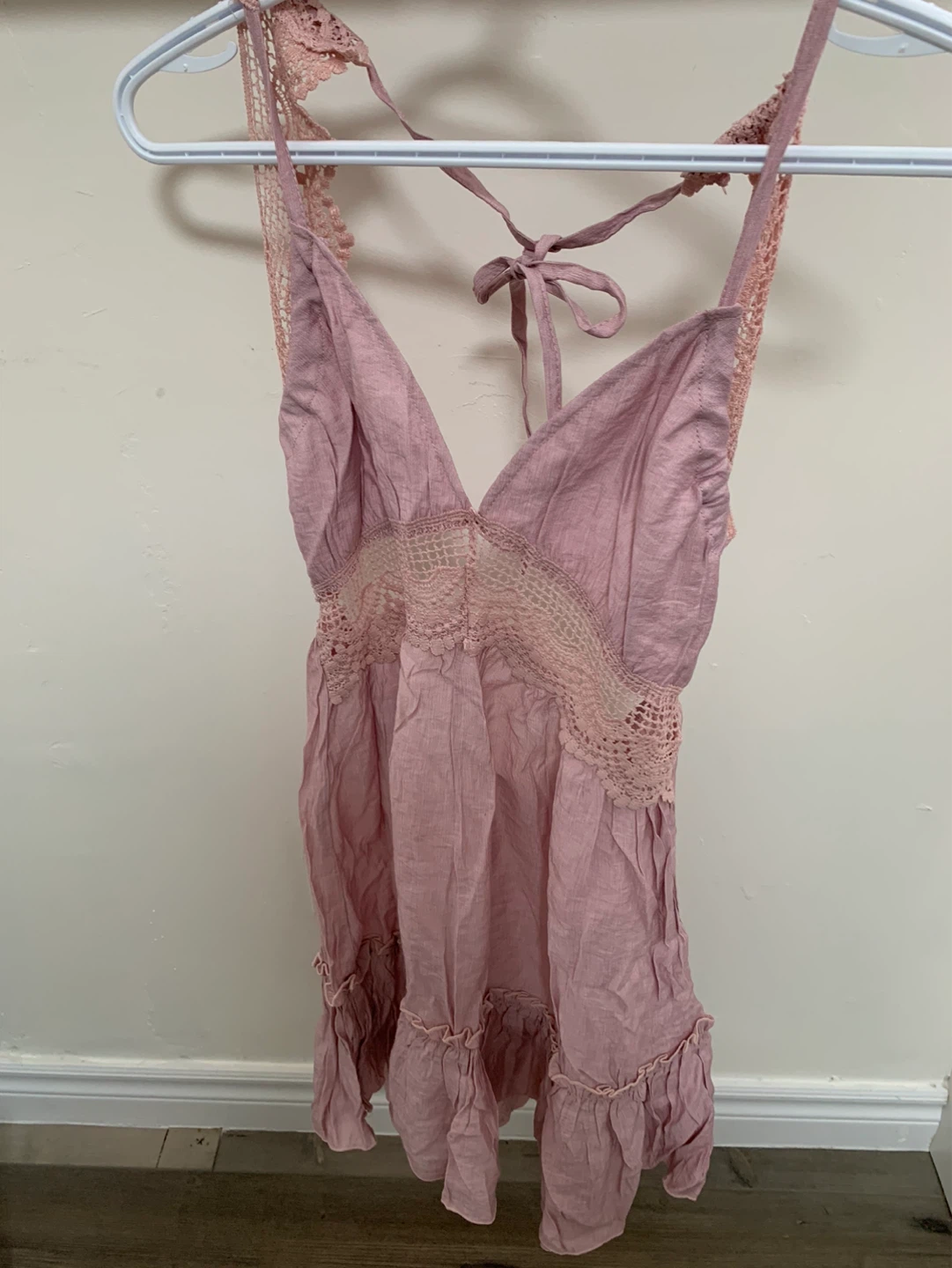 Pink Lace Trimmed Dress Size S