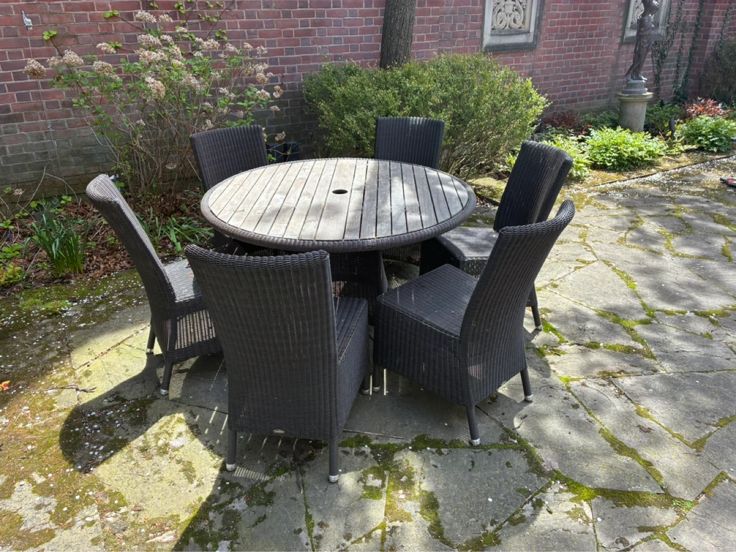Round Wicker Patio Dining Set with 6 Chairs - photo 2