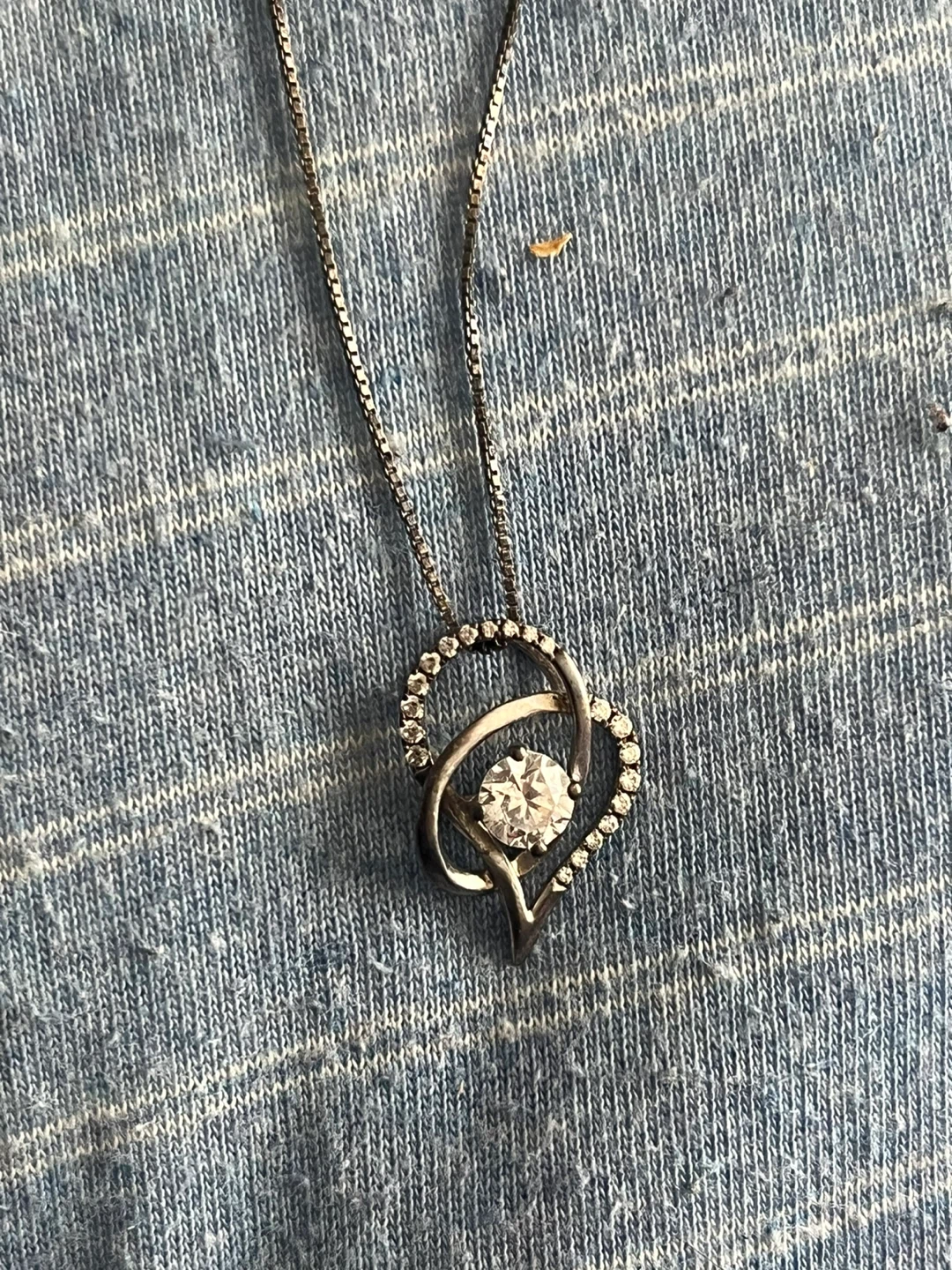 Silver Heart Pendant Necklace with Crystals - photo 2