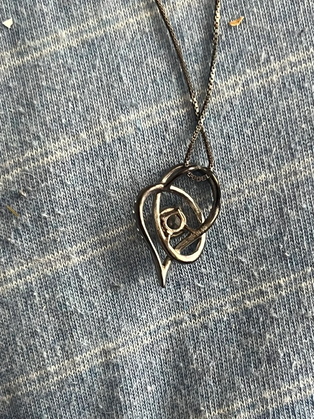 Silver Heart Pendant Necklace with Crystals - photo 3