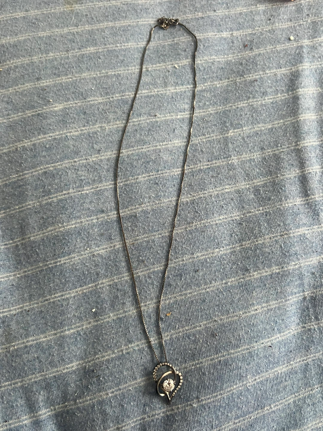 Silver Heart Pendant Necklace with Crystals