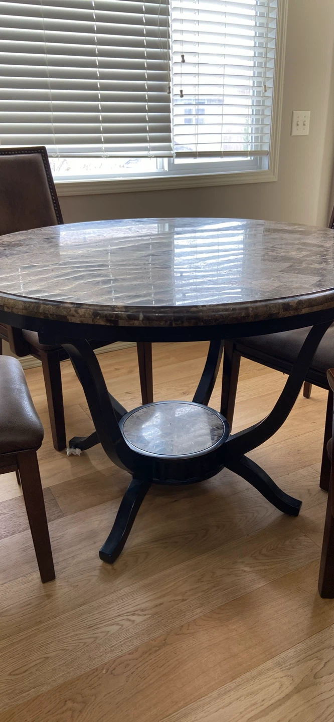Round Marble Top Dining Table with 4 Chairs - photo 2
