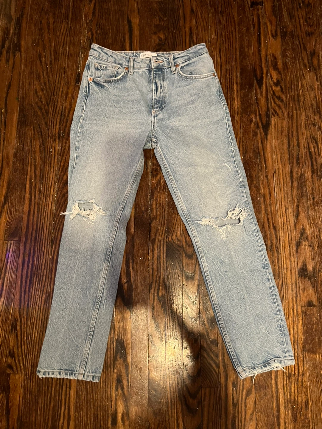 ZARA Light Wash Ripped Jeans