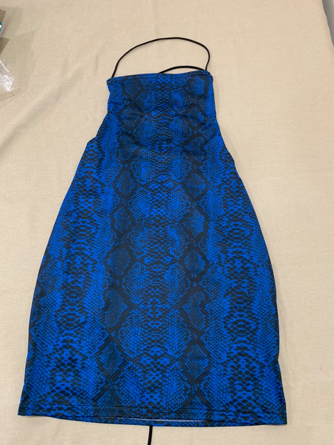 Blue Snake Print Strappy Dress