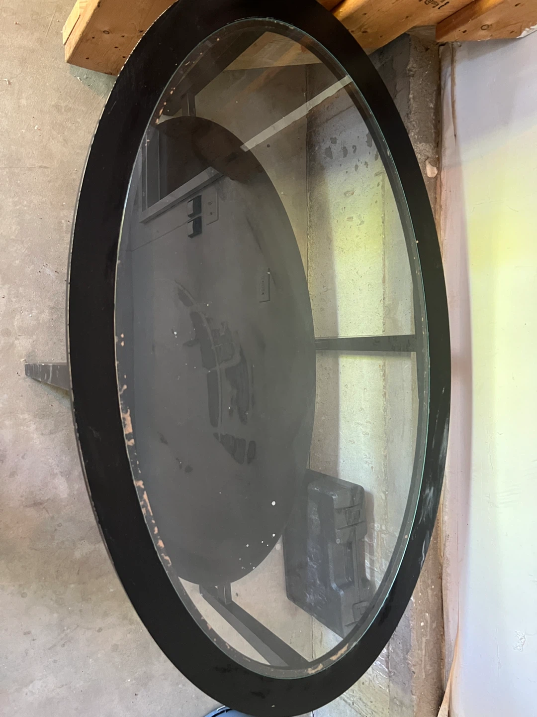 Black Oval Coffee Table with Glass Top and Shelf - photo 4
