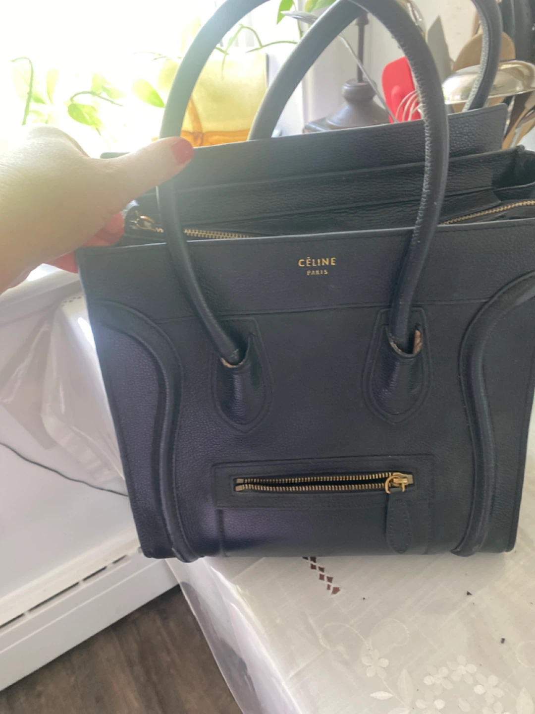 Celine Paris Black Leather Tote Bag