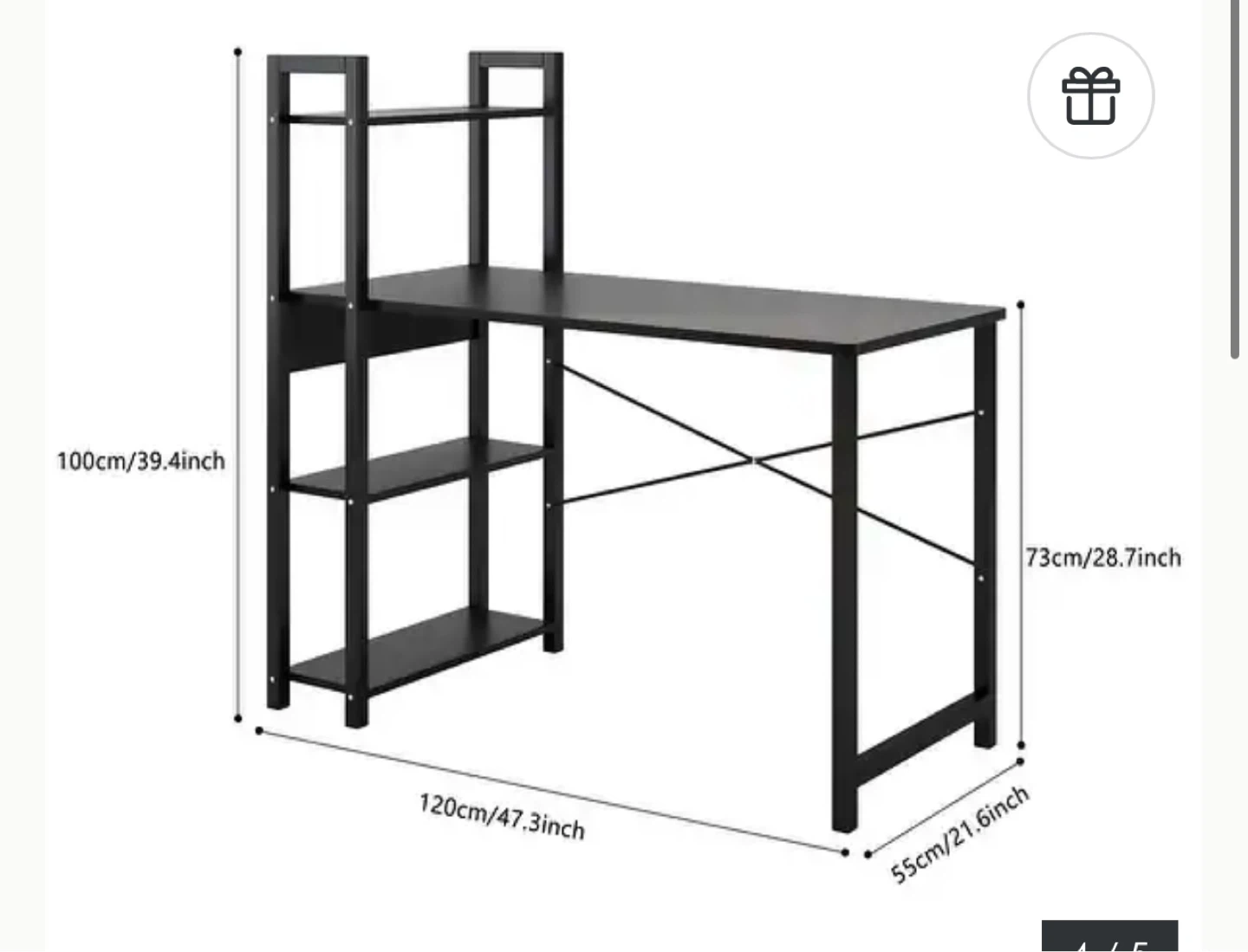 Black Computer Desk with Shelving Unit - photo 3