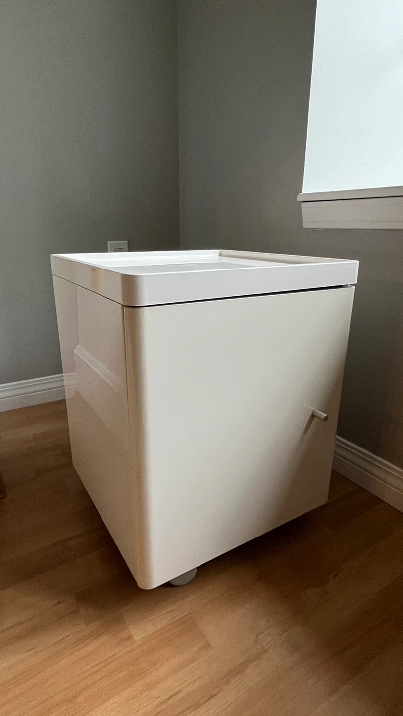 White Rolling Storage Cabinet with Door