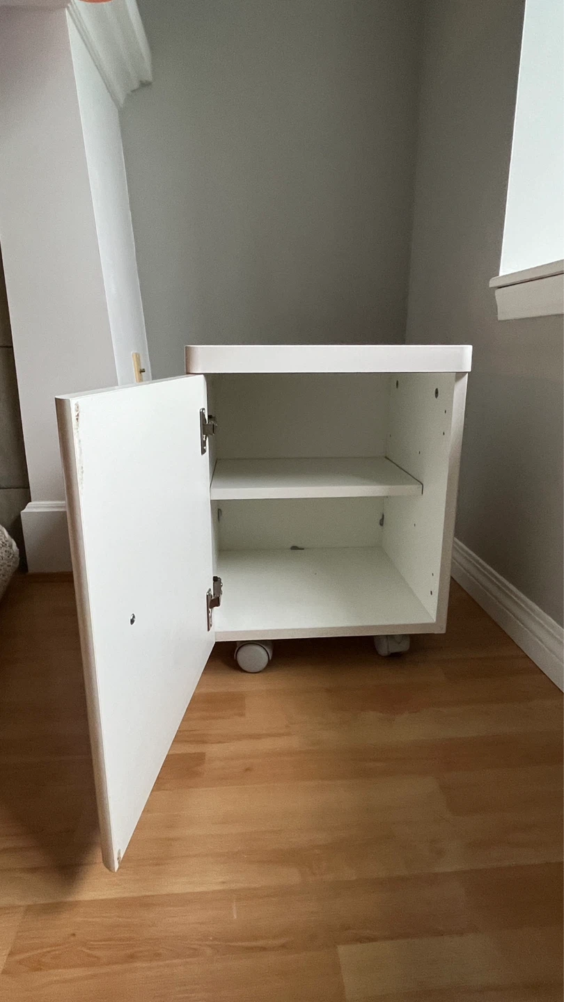 White Rolling Storage Cabinet with Door - photo 2