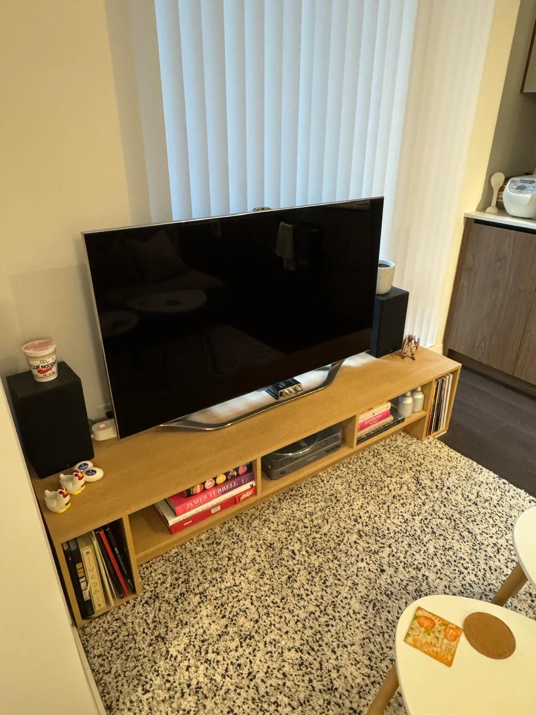 Wooden TV Stand with Shelves
