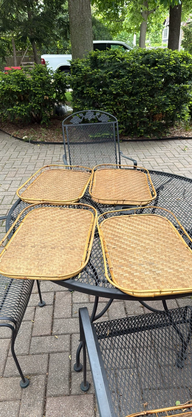 Set of 4 Woven Bamboo Trays